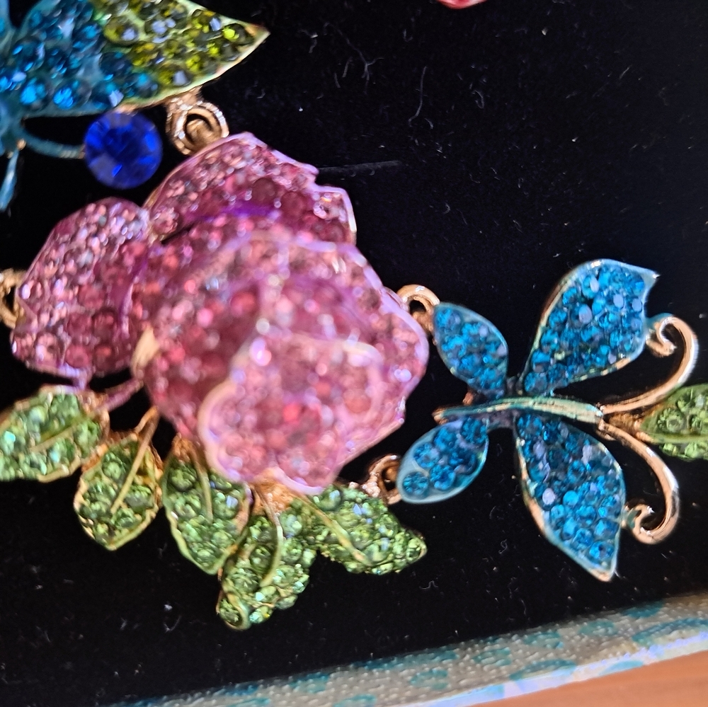 Colorful rose Rhinestone necklace set - Picture 3 of 8